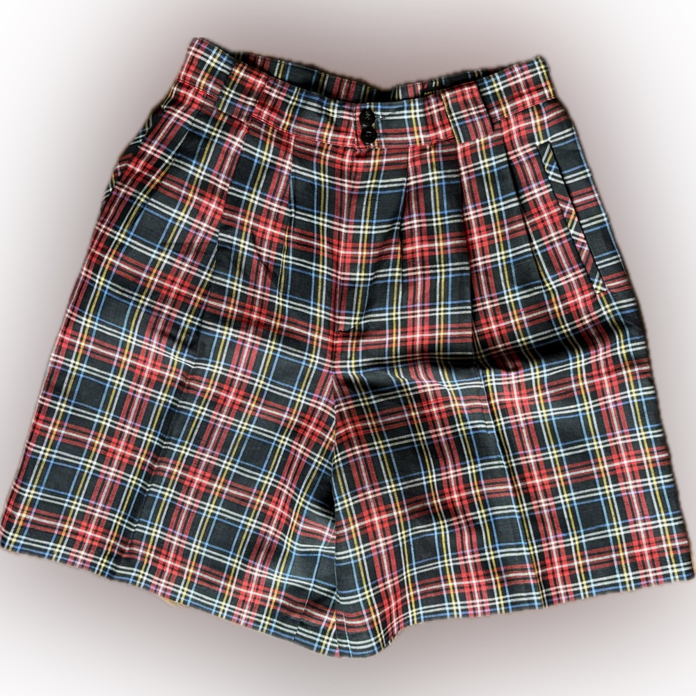 Vintage Linen Blend Collectible Gold by Giorgio Sant’ Angelo Women’s Plaid Short